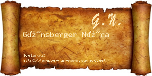 Günsberger Nóra névjegykártya